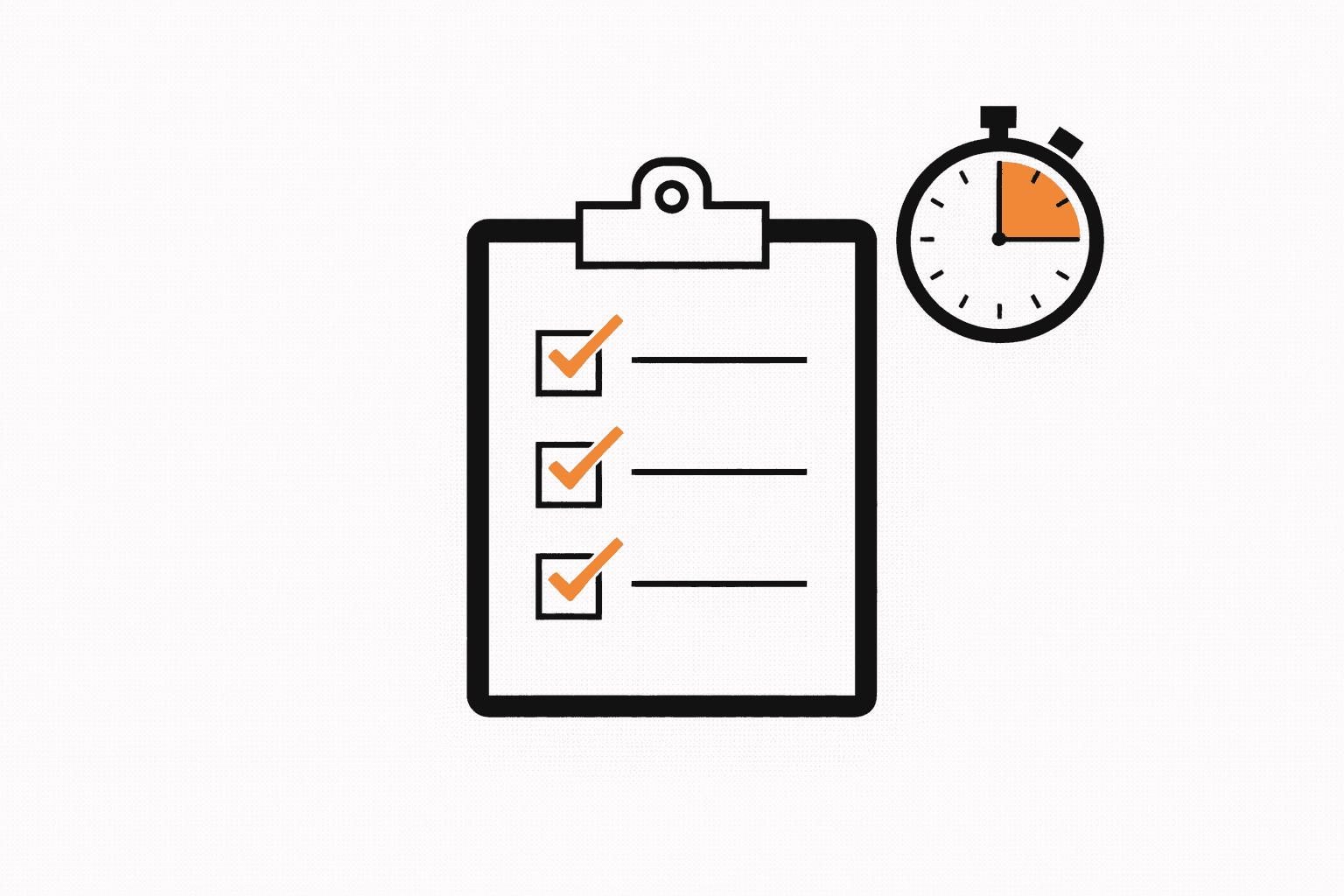 Clipboard checklist with stopwatch - 60 minute SaaS audit